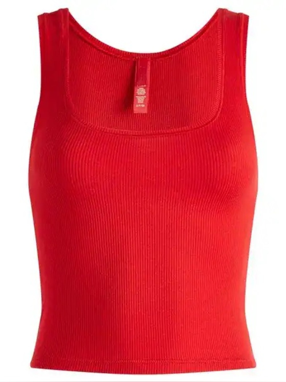 SKIMS Cotton Rib Tank Cranberry Red Scoop Neck Crop Top S NWOT